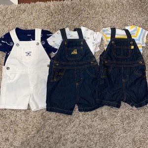 3 Carter’s brand new two piece shirt overall sets!